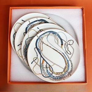 Juego de Platos para Carne de Cerámica de 4 Piezas Serie Scepter, Plato Ecológico con Decoración Blanca para Hotel o Restaurante, Opción de Regalo - Product Image 3
