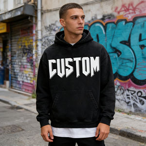 Sudaderas con Capucha Personalizadas de Estilo Urbano Vintage para Hombre, Corte Cuadrado, Gráficas, de Alta Calidad, Unisex, Lisas, Extra Grandes, de Tela Gruesa, Lavadas con Ácido - Product Image 1