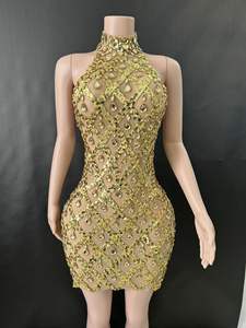 Jm829 scintillante in cristallo di paillettes sala da ballo matrimonio compleanno cena abiti da sera signore Sexy Club abito lungo da ballo - Product Image 5