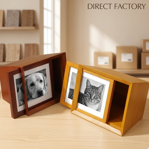 Boîte commémorative pour animaux de compagnie en bois massif personnalisée avec cadre photo, urne funéraire pour animaux de compagnie, boîte à cendres pour <span class=keywords><strong>chien</strong></span> et chat, vente en gros - Product Image 3