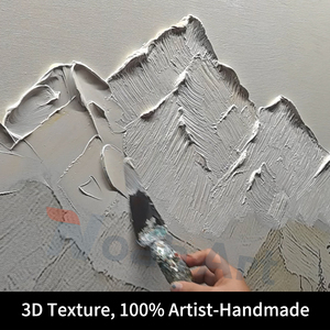 Peinture de paysage montagneux en feuille d'or de luxe, peinte à la main, texture épaisse, toile murale pour la décoration de hall d'hôtel moderne, galerie - Product Image 4