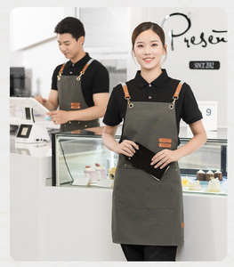 Biểu tượng tùy chỉnh bông nấu ăn BBQ đầu bếp nhà bếp denim vải in thêu trà sữa Hoa Cà Phê cửa hàng bồi bàn làm việc tạp dề - Product Image 5