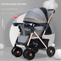 Poussette bébé portable d'extérieur, pliable, en métal, 4 roues, amortissante, légère, pour bébés de 0 à 6 mois