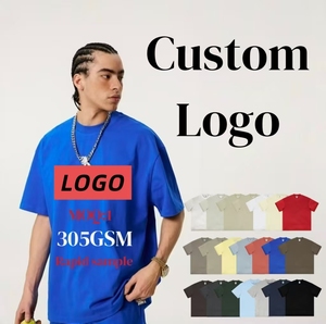 T-shirt personnalisé pour homme 100% coton, haute qualité, vente en gros, style streetwear américain, t-shirts personnalisés anti-plis 305GSM - Product Image 2