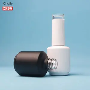 15ml Round Uv Gel Packaging Empty Nail Polish Glass Bottle With Brush Matte Black 15ml Empty Nail Polish Bottles