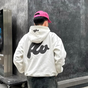 High Quality Custom Logo Organic Cotton Contrast Stitch Puff Printing Embroidered Oversized for Men Hoodie