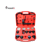 Podofo Kit de test de pression de radiateur 15 pièces, ensemble de bouchons de test de pression de liquide de refroidissement, outil de détection de fuites du système de refroidissement pour voiture, vente en gros