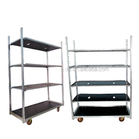 Chariot à fleurs de pépinière danois chariot à roulettes en métal en acier à quatre roues pour le support de plantes de jardin plate-forme OEM brouette panier camions