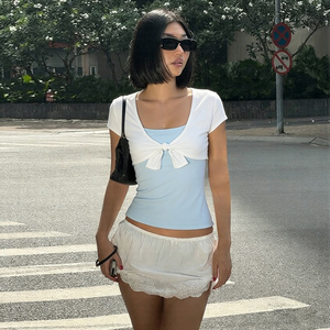 Ensemble deux pièces gilet color block pour femme, haut sans manches décontracté, tenue superposée, coupe ajustée, polyvalent, pour l'été - Product Image 5