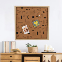 Sofine – panneau de mémo en feuille de liège, taille personnalisée, carré, imprimé noir, montage mural, cadre en bois