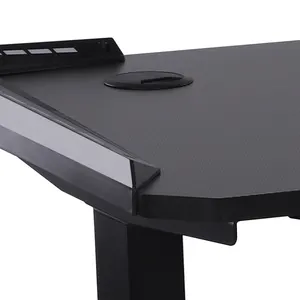 Standing Dual Motor Electric Height Adjustable Gaming Desk Computer Ergonomic Home Office Table PC Gamer Desk Black