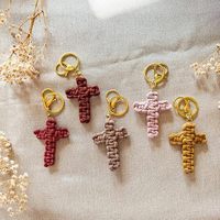 Porte-clés Croix pour Femme Doré, Breloque Sac de Foi Chrétienne, Accessoire pour Sacs à Main, Portefeuilles, Cadeau de Prière