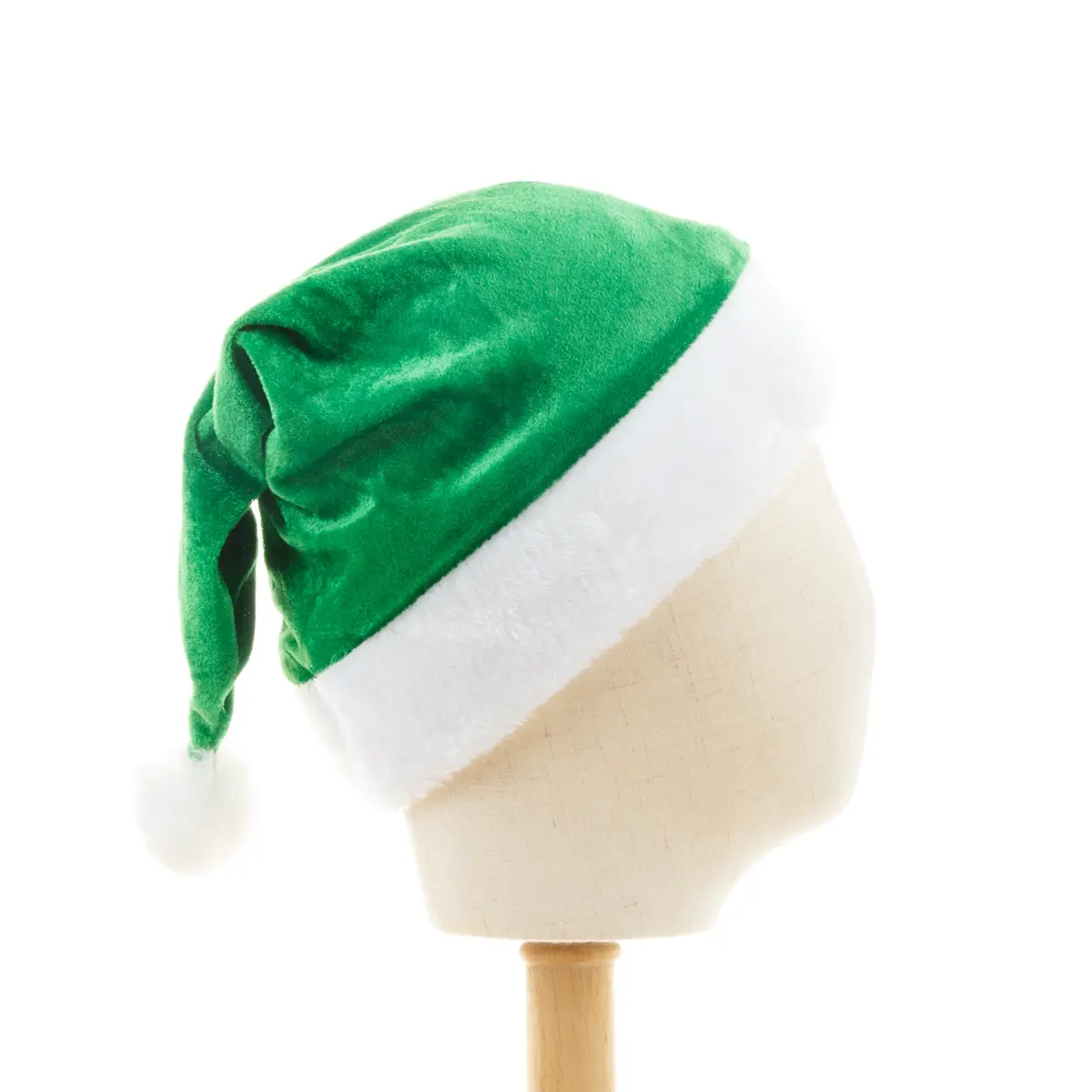 YH-214 Christmas Green Santa Hat with White Pompom for Party Supplies kid and adults
