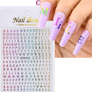 Autocollants pour ongles multicolores alphabet A-Z, autocollants 3D lumineux autocollants pour nail art, scrapbooking, décoration de coque de téléphone - Product Image 4