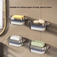 Boîte à savon murale en plastique de luxe légère éponge ventouse crochets en métal Drainage non perforé pour la maison salle de bain salon