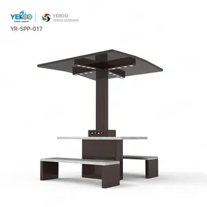 Outdoor Solar Powered Charging Smart Table with Canopy