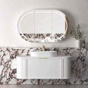 Coiffeuse de salle de bain flottante en bois de luxe de style européen simple et de haute qualité avec lavabo et miroir Vente en gros - Product Image 4