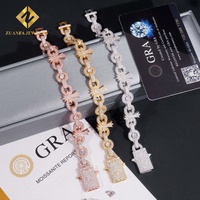 Novedades de Moda, Joyería Hip Hop de Lujo, Plata de Ley 925 con Incrustaciones de Diamantes de Moissanita, Brazalete Cubano con Cruz para Hombre