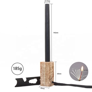 Equipo de supervivencia multiuso resistente, arrancador de fuego, resistente a la intemperie, ignífugo con mango de madera fatwood <span class=keywords><strong>tinder</strong></span> - Product Image 3
