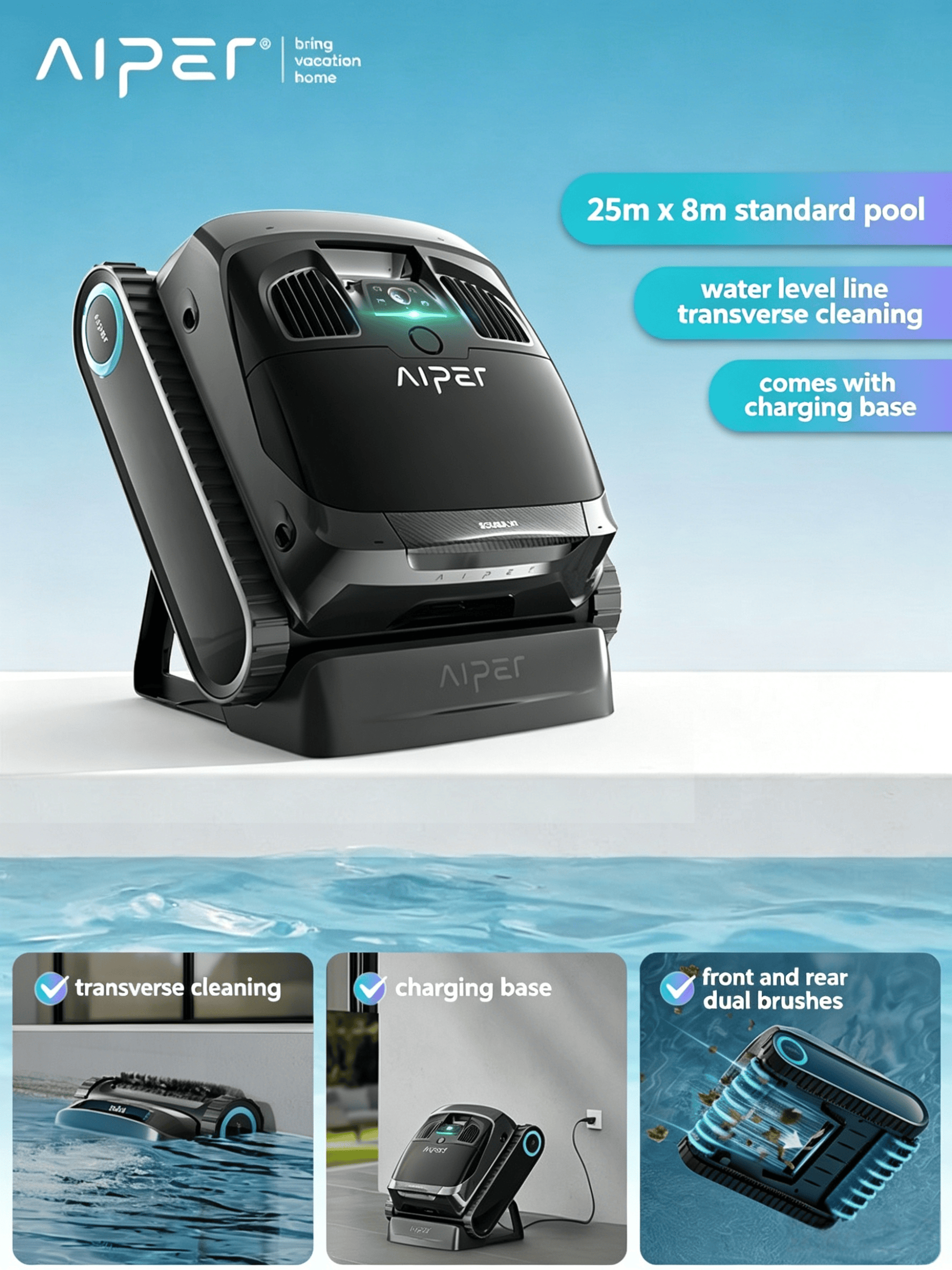 Upgraded suction power with dual nozzles (Scuba X1)