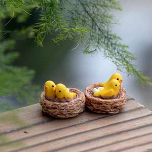 Nouveau Mini Nid avec Oiseaux, Miniatures de Jardin Féerique, Résine Plate, Oiseaux Kawaii de Dessin Animé, Artisanat pour la Décoration Intérieure - Product Image 1