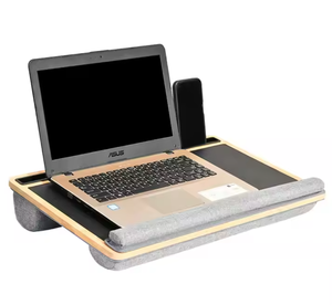 Soporte de bambú para portátil con almohada acolchada, escritorio portátil para computadora. - Product Image 2