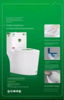 WC monobloc en céramique à poser au sol, moderne, allongé, à double chasse, à évacuation verticale, avec abattant à fermeture douce, pour usage hôtelier