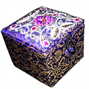 Handmade Rectangular Silk Embroidered Eco-friendly Purse Flower Pattern Purple Gold Textile Home Decoration Accessory GIFT - Product Image 1