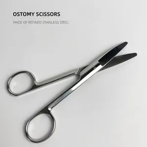 Stainless Steel Blunt Head Medical Bending Shear Ostomy Scissors