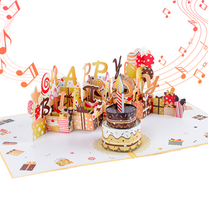 Tarjeta <span class=keywords><strong>de</strong></span> Felicitación 3D Winpsheng <span class=keywords><strong>de</strong></span> <span class=keywords><strong>Cumpleaños</strong></span> con Luces LED, Velas y Música, Diseño Pop-up <span class=keywords><strong>de</strong></span> Lujo - Product Image 2