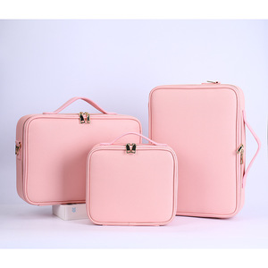 Organisateur de maquillage professionnel en cuir PU avec séparateurs, rangement double couche pour cosmétiques, nail art et maquillage permanent - Product Image 4