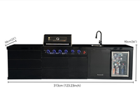 Ensemble de cuisine extérieure modulaire flexible en acier inoxydable 304 avec barbecue à gaz complet, allumage électronique par impulsion et armoires de rangement
