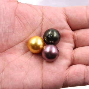 Perlas de perlas del Mar del Sur de <span class=keywords><strong>10mm</strong></span> y 14mm de alta calidad, perlas de cristal sueltas doradas para la fabricación de joyas con medio agujero - Product Image 6