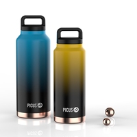 Bouteille d'eau sous vide réutilisable de 1 litre à large ouverture en acier inoxydable 18/8 Thermos Flask