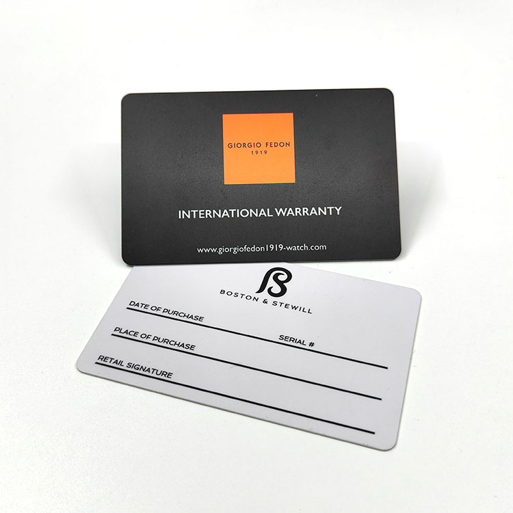 Professional Design Custom Cmyk Full Color Matte Laminated Plastic Pvc Warranty Card With Factory Price