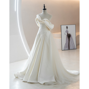 Jancember RL313 Satén clásico A-line Boda nupcial Vestidos de mujer para fiesta - Product Image 1