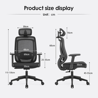 Chaise de bureau ergonomique en maille pour ordinateur à dossier haut inclinable