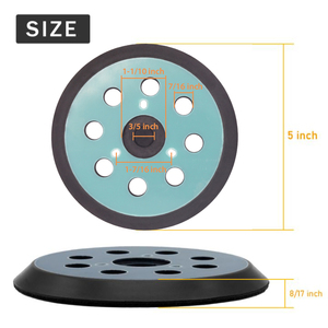 Platorello Abrasivo da 125mm con 8 Fori e <span class=keywords><strong>3</strong></span> Fori per Viti, Piastra in Plastica Blu e Supporto in PU con Velcro per Levigatrice, Levigatura Stabile - Product Image 2