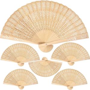 Abanico Plegable de Madera Grabado - Recuerdo Personalizado para Fiestas y Bodas, Decoración Portátil - Product Image 1