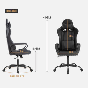 Chaise <span class=keywords><strong>de</strong></span> jeu AJUNION, capacité <span class=keywords><strong>de</strong></span> 250 lb, chaise d'ordinateur avec massage lombaire, chaise <span class=keywords><strong>de</strong></span> jeu avec télécommande, ergonomie, chaise <span class=keywords><strong>de</strong></span> course - Product Image 3