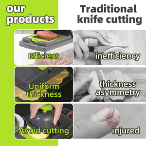 Dao cắt rau củ đa năng bằng nhựa, dụng cụ nhà bếp, máy thái lát, máy cắt hành, máy băm rau củ - Product Image 5