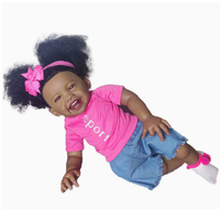 Poupée Reborn MILA de 24 pouces, peau foncée, réaliste, afro-américaine, simulation de bébé, jouet pour enfants, cadeau de collection