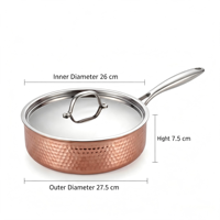 Batterie de cuisine ANMEI OEM en acier inoxydable martelé or rose – Casseroles, poêles, sauteuse, casserole à soupe avec couvercle en verre – Compatible induction