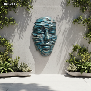 Grandes décorations murales extérieures en <span class=keywords><strong>métal</strong></span> patiné bronze, sculpture de visage à vendre - Product Image 4