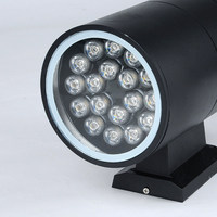 Applique murale LED extérieure moderne cylindrique bidirectionnelle étanche IP65 AC 85-265V 18W 12W 24W avec boîtier noir