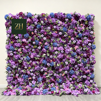Panneau mural de fleurs artificielles pliables en soie jaune pour décoration intérieure et extérieure d'anniversaire