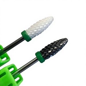 Punte per fresa in ceramica a forma di fiamma per rimozione gel duro e acrilico, taglio incrociato, utensile rotante per manicure, cuticole e lucidatura unghie - Product Image 1