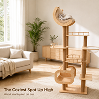 Arbre à chat en bois massif et contreplaqué, capsule spatiale intégrée, condo pour chat, tour à chat multi-niveaux pour usage domestique, chats petits et grands