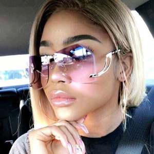 Lunettes de soleil oversize à monture large et dégradée pour femmes, avec logo personnalisé, nouveau modèle tendance, sans monture irrégulière - Product Image 2