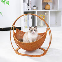 Nid pour chat en rotin tressé, berceau de luxe respirant pour l'été, panier de rangement universel quatre saisons suspendu